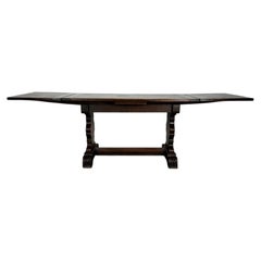 Edwardian Oak Draw Leaf Dining Table with Burr Walnut Inlay, ca. 1900