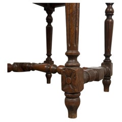 Antique 19th Century Oak Carved Hallway Chair with Cane Seat