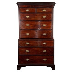 18th Century Mahogany Chest on Chest with Original Brass Handles