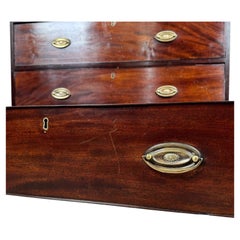18th Century Mahogany Chest on Chest with Original Brass Handles