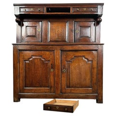 Antique Mid 18th Century Welsh Oak Deuddarn Food Cupboard
