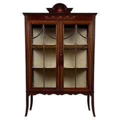 Antique English Inlaid Mahogany Display Cabinet