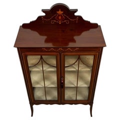 Antique English Inlaid Mahogany Display Cabinet