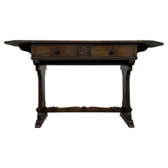 Gothic Revival English Antique Oak Side Table, Early 20th Century