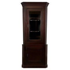 19th Century English Antique Oak Glazed Corner Cabinet