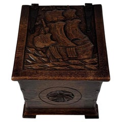 Fine 19th Century Antique English Carved Oak Storage Box