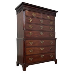 Exceptional 18th Century Georgian English Chippendale Mahogany Chest on Chest