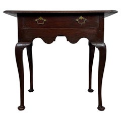 18th Century Antique English Oak Side Table with Cabriole Legs