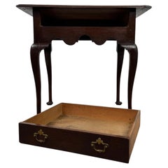 18th Century Antique English Oak Side Table with Cabriole Legs