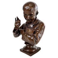Fine 19th Century Antique European Bronze Bust of a Student