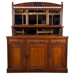 Fine Early 20th Century Antique English Walnut Mirror-Back Sideboard
