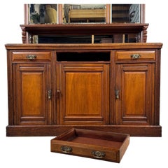 Fine Early 20th Century Antique English Walnut Mirror-Back Sideboard