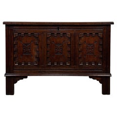 Fine 18th Century Antique English Oak Coffer or Blanket Chest