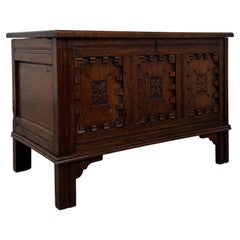 Fine 18th Century Antique English Oak Coffer or Blanket Chest