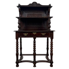 Fine 19th Century Antique English Bobbin-Turned Oak Side Table
