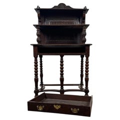 Fine 19th Century Antique English Bobbin-Turned Oak Side Table