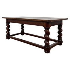 Fine 19th Century Antique English Barley-Twist Oak Dining Table