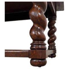Fine 19th Century Antique English Barley-Twist Oak Dining Table