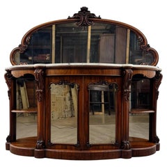 Fine 19th Century Antique English Mahogany Marble-Top Credenza