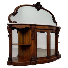 Fine 19th Century Antique English Mahogany Marble-Top Credenza