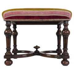 Fine 19th Century Antique English William and Mary Style Mahogany Stool