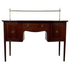 Early 20th Century Antique English Inlaid Mahogany Sideboard with Brass Gallery