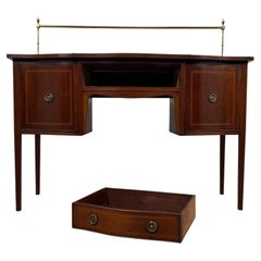 Early 20th Century Antique English Inlaid Mahogany Sideboard with Brass Gallery