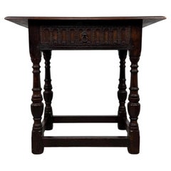 Fine 19th Century Antique English Carved Oak Side Table