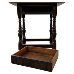 Fine 19th Century Antique English Carved Oak Side Table
