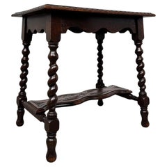Fine 19th Century Antique English Barley-Twist Oak Side Table