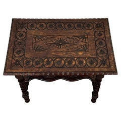 Fine 19th Century Antique English Barley-Twist Oak Side Table