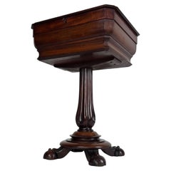 Splendido cofanetto da ricamo inglese d’epoca Regency in mogano del XIX secolo
