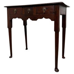 Fine 18th Century Antique English Oak Side Table with Three Drawers