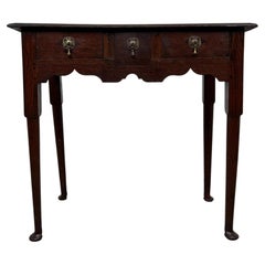 Fine 18th Century Antique English Oak Side Table with Three Drawers