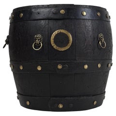 Fine 19th Century Antique English Oak Barrel Planter with Brass Banding
