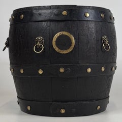 Fine 19th Century Antique English Oak Barrel Planter with Brass Banding