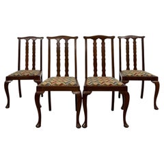 Early 20th Century English Queen Anne Style Set of Four Mahogany Dining Chairs