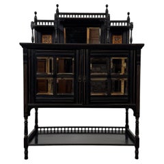 Fine 19th Century Antique English Ebonised Aesthetic Movement Cabinet
