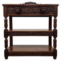 Fine 19th Century Antique English Carved Oak Buffet Sideboard