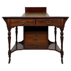 19th Century English Inlaid Rosewood Writing Desk with Adjustable Leather Top