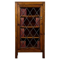 Vintage 20th Century English Rustic Pine Glazed Display Cabinet