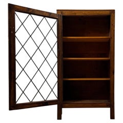Vintage 20th Century English Rustic Pine Glazed Display Cabinet
