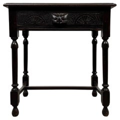 Fine Early 20th Century Antique English Carved Oak Side Table