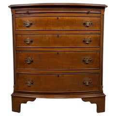 Fine Early 20th Century Antique English Bow-Front Burr Walnut Chest of Drawers