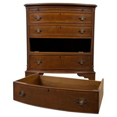 Fine Early 20th Century Antique English Bow-Front Burr Walnut Chest of Drawers