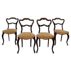 19th Century Antique English Mahogany Balloon-Back Set of Four Dining Chairs