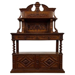 Fine 19th Century English Golden Oak Sideboard with Barley Twist Supports