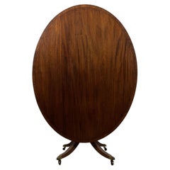 Early 20th Century Antique English Inlaid Mahogany Oval Tilt-Top Breakfast Table