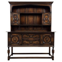 Fine Early 20th Century Antique English Jacobean Revival Oak Dresser