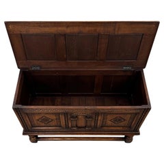 Fine Early 20th Century Antique English Oak Blanket Box Chest on Stand